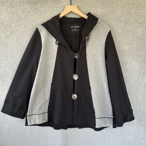 NEON BUDDHA Hooded Swing Jacket Women L Colorblock Athleisure Lagenlook Coat